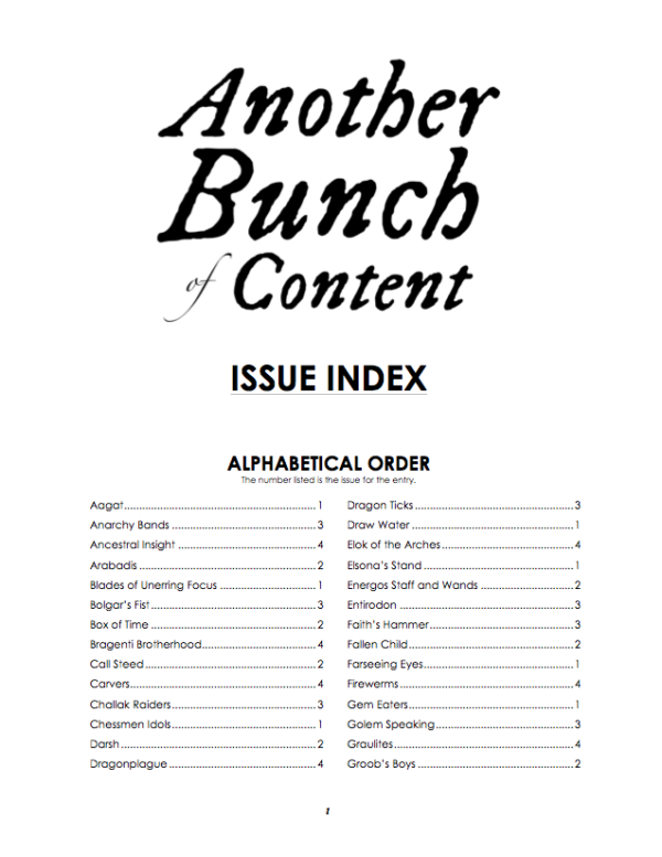 Another Bunch of Content Issue Index